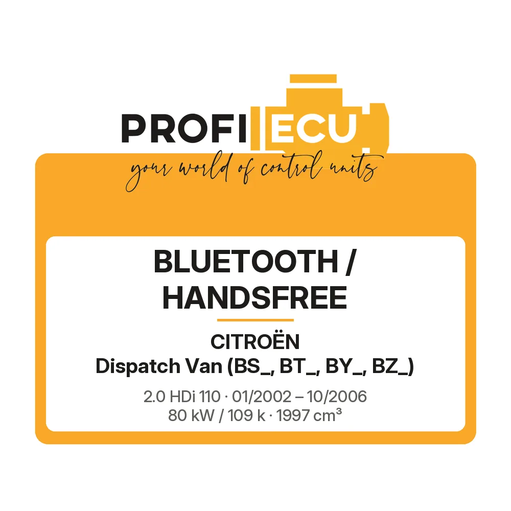 Etiketa ProfiECU: Bluetooth / Handsfree pro Citroën Dispatch Van 2.0 HDi 110 80 kW