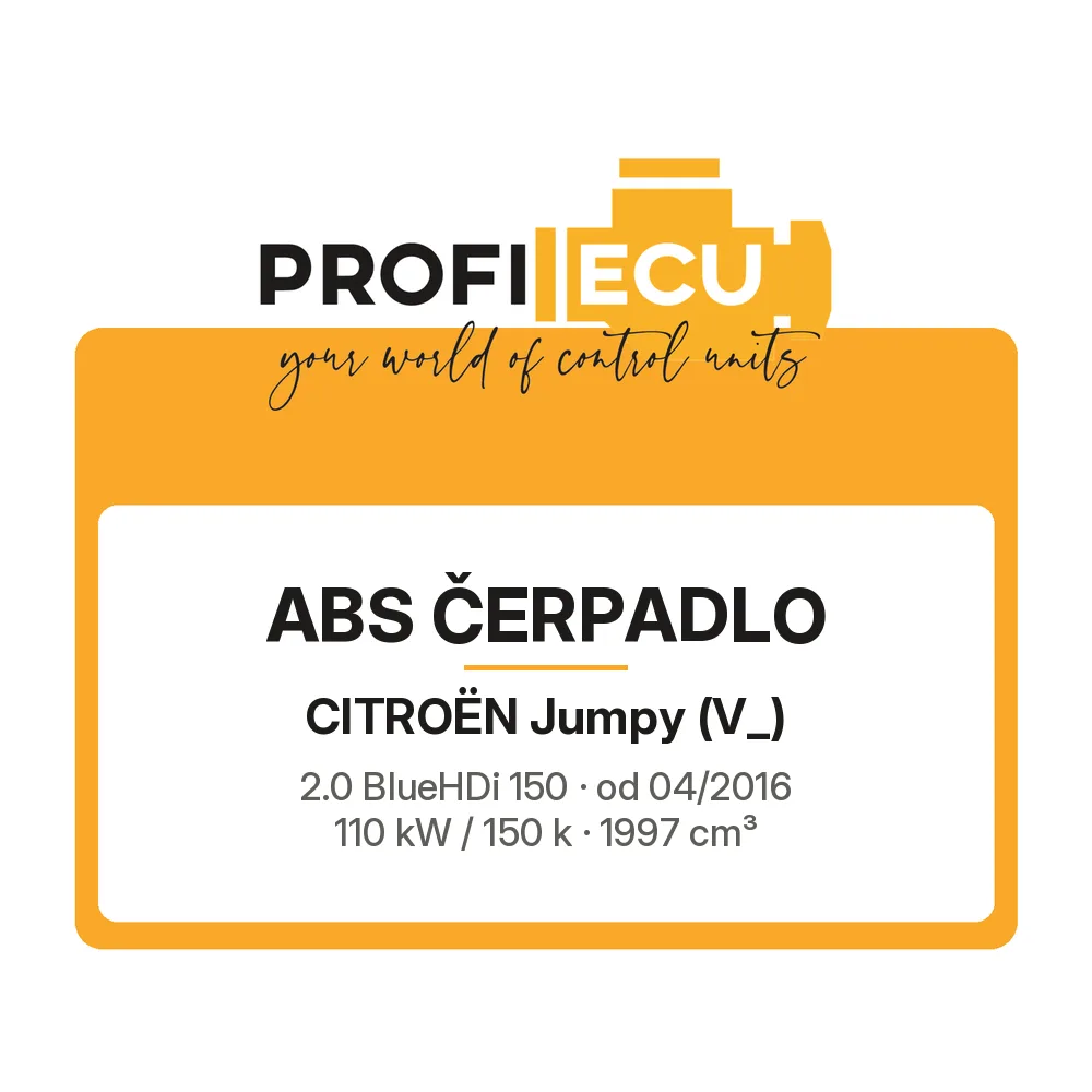 Etiketa ProfiECU: ABS čerpadlo pro Citroën Jumpy 2.0 BlueHDi 150 110 kW