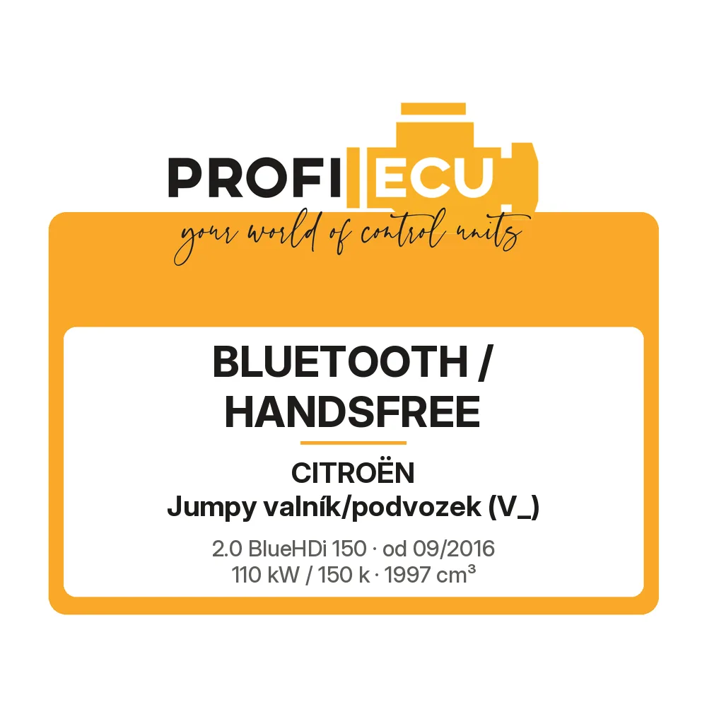 Etiketa ProfiECU: Bluetooth / Handsfree pro Citroën Jumpy valník/podvozek 2.0 BlueHDi 150 110 kW