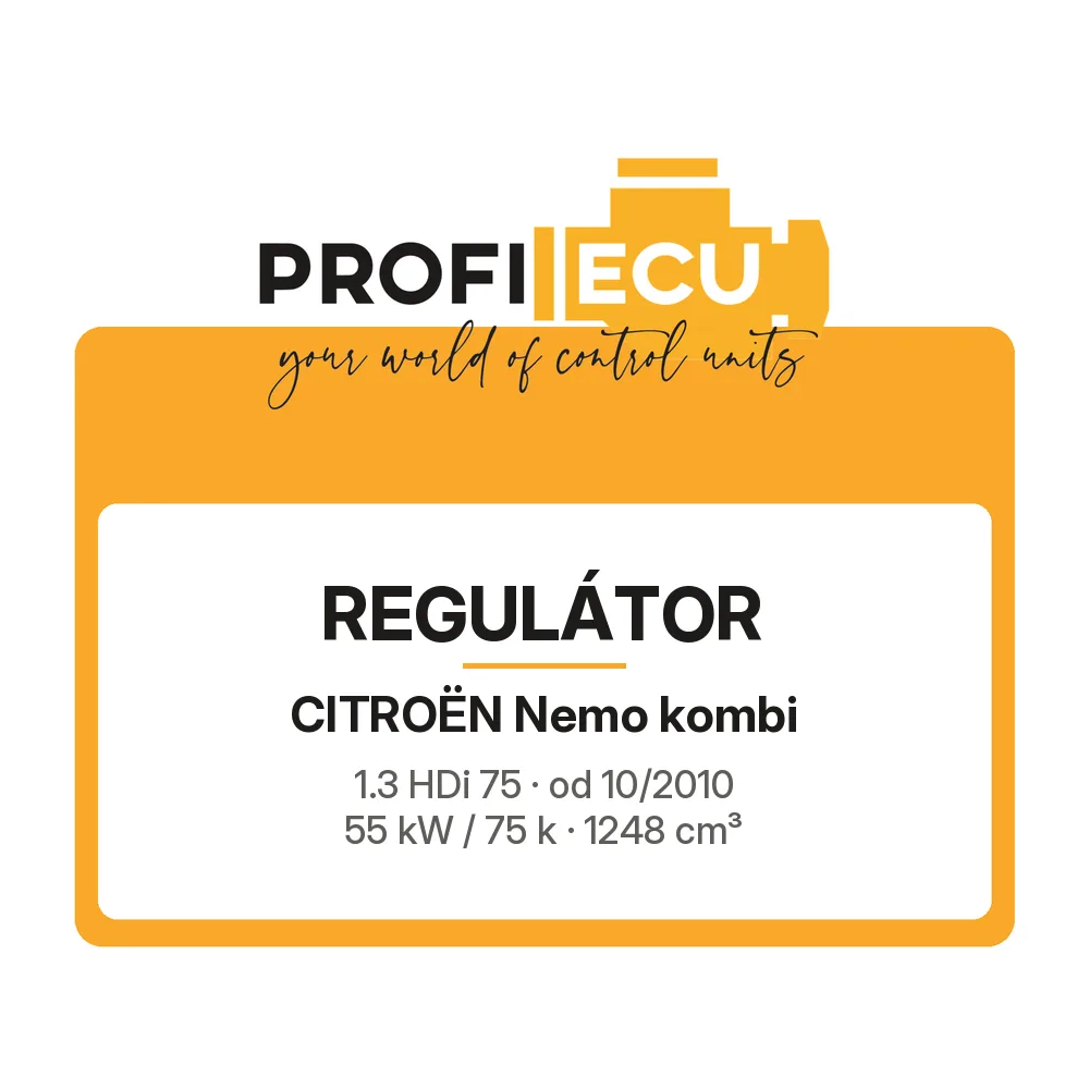Etiketa ProfiECU: Regulátor pro Citroën Nemo kombi 1.3 HDi 75 55 kW