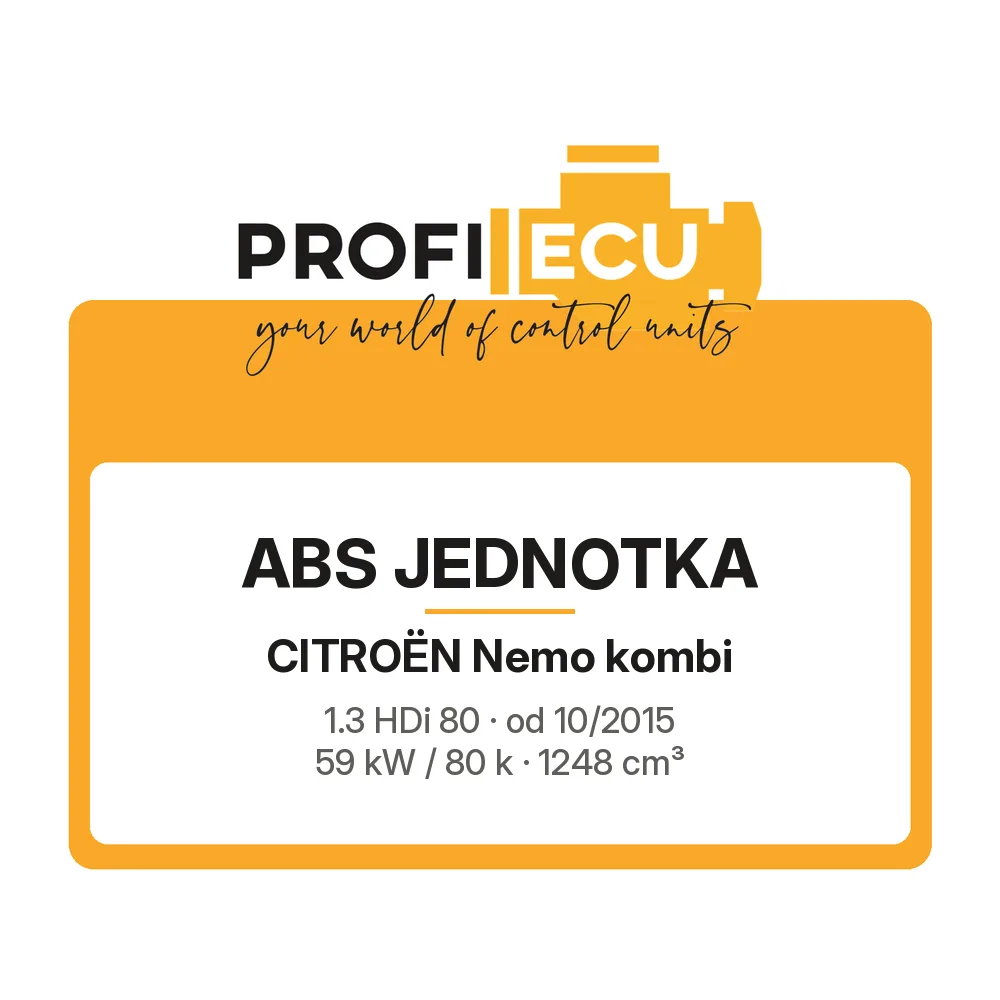 Etiketa ProfiECU: ABS jednotka pro Citroën Nemo kombi 1.3 HDi 80 59 kW