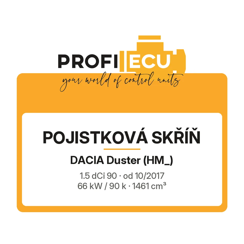 Etiketa ProfiECU: Pojistková skříň pro Dacia Duster 1.5 dCi 90 66 kW