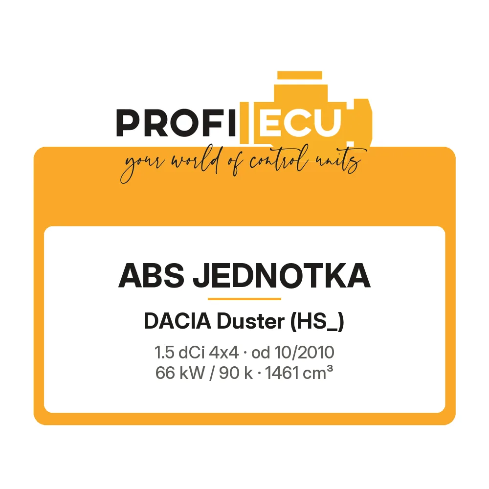 Etiketa ProfiECU: ABS jednotka pro Dacia Duster 1.5 dCi 4x4 66 kW
