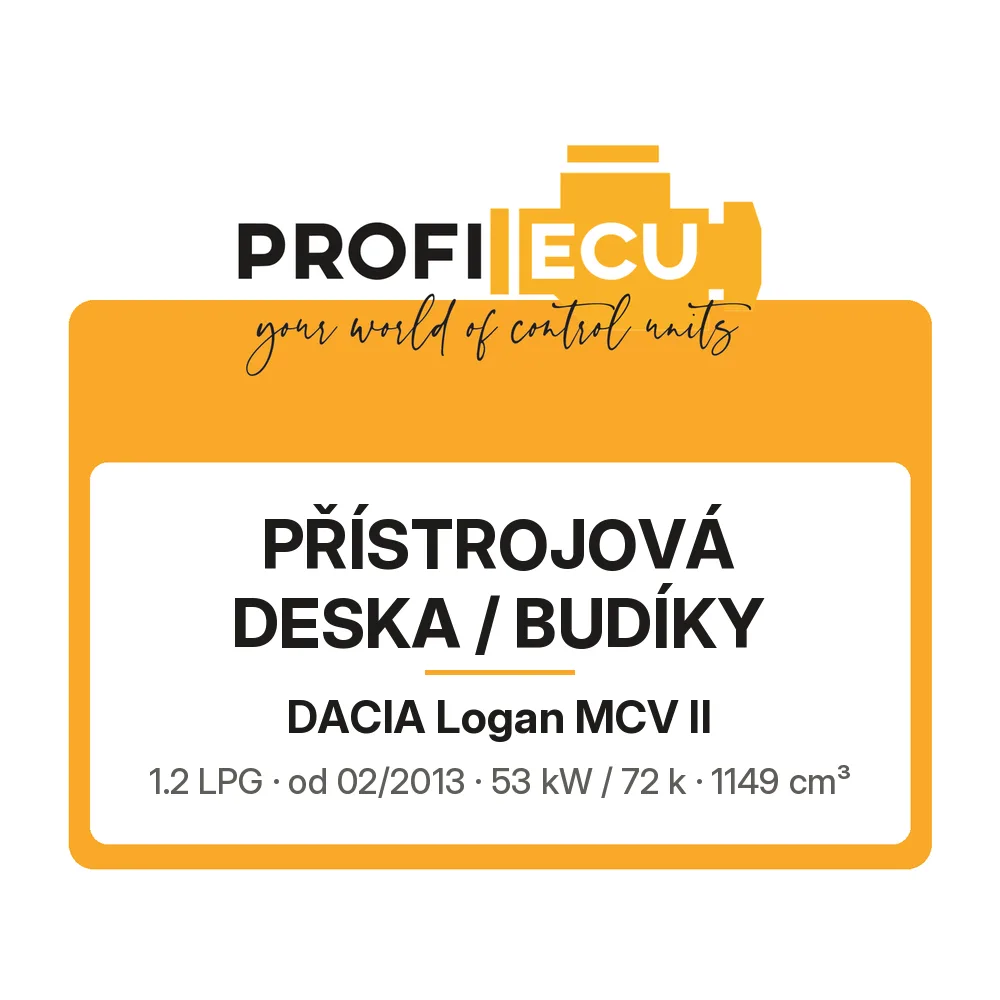 Etiketa ProfiECU: Přístrojová deska / Budíky pro Dacia Logan MCV II 1.2 LPG 53 kW