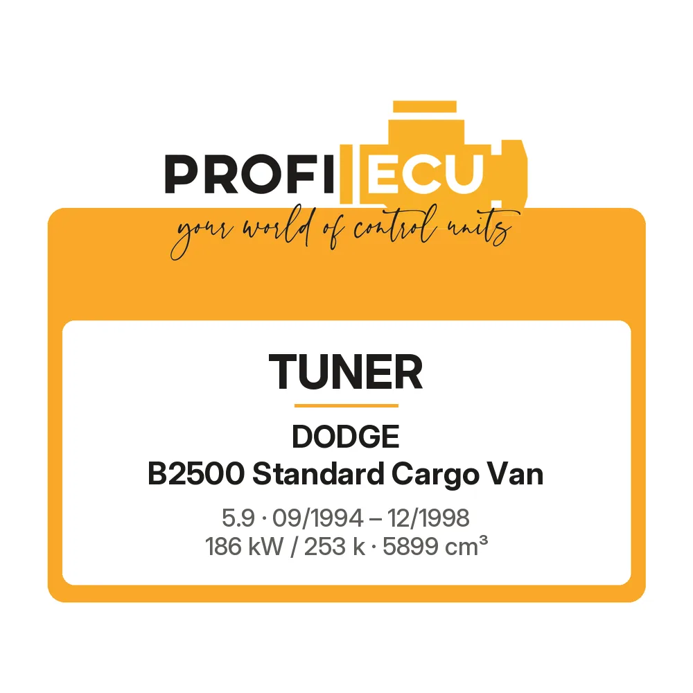 Etiketa ProfiECU: Tuner pro Dodge B2500 Standard Cargo Van 5.9 186 kW