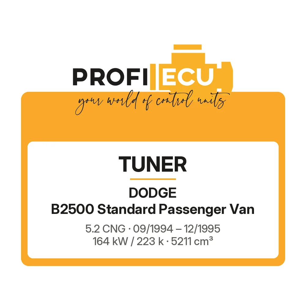 Etiketa ProfiECU: Tuner pro Dodge B2500 Standard Passenger Van 5.2 CNG 164 kW