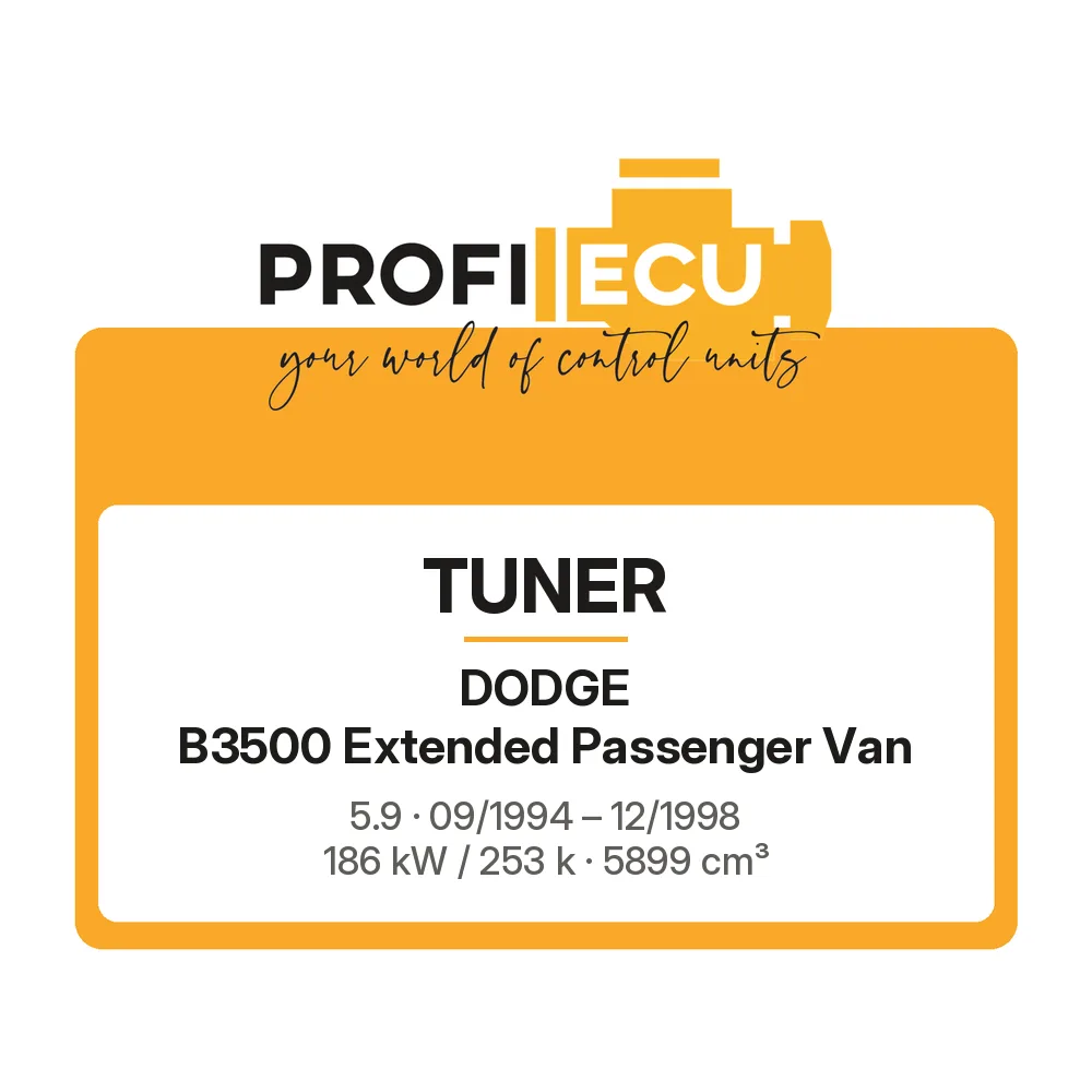 Etiketa ProfiECU: Tuner pro Dodge B3500 Extended Passenger Van 5.9 186 kW