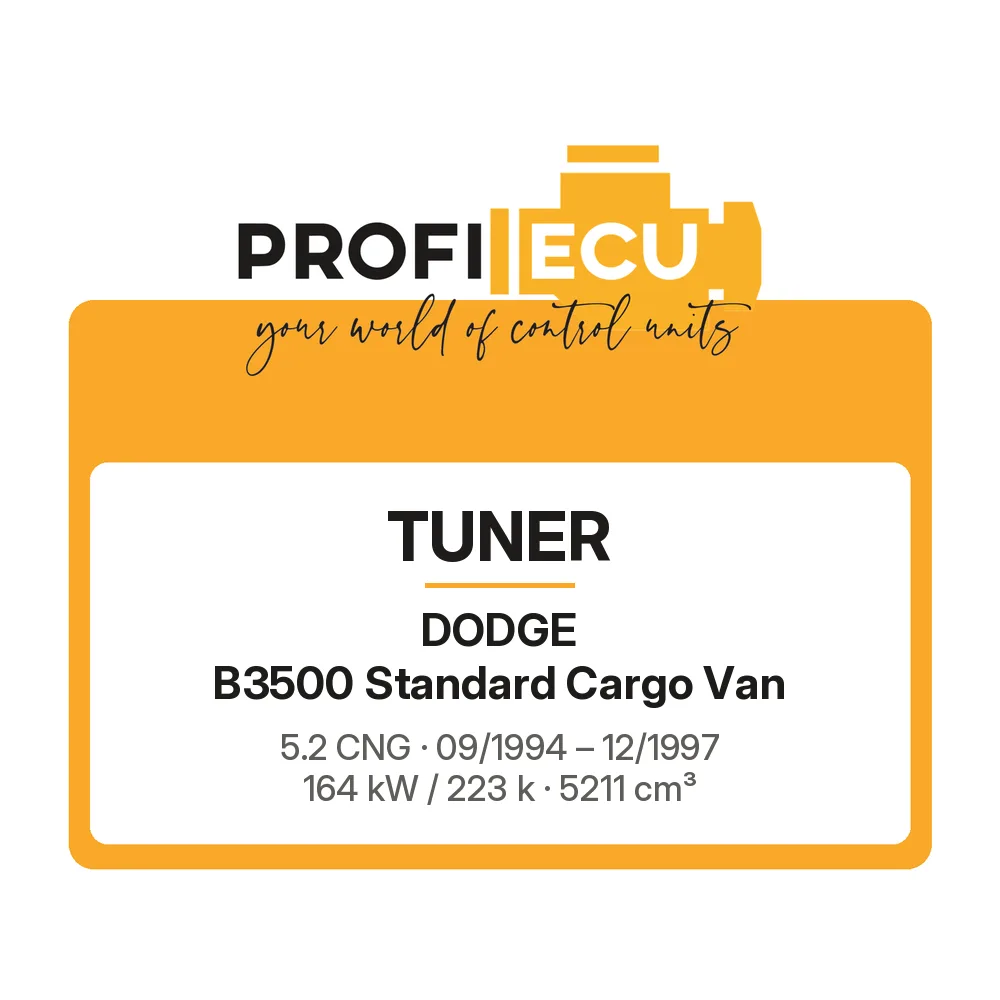 Etiketa ProfiECU: Tuner pro Dodge B3500 Standard Cargo Van 5.2 CNG 164 kW
