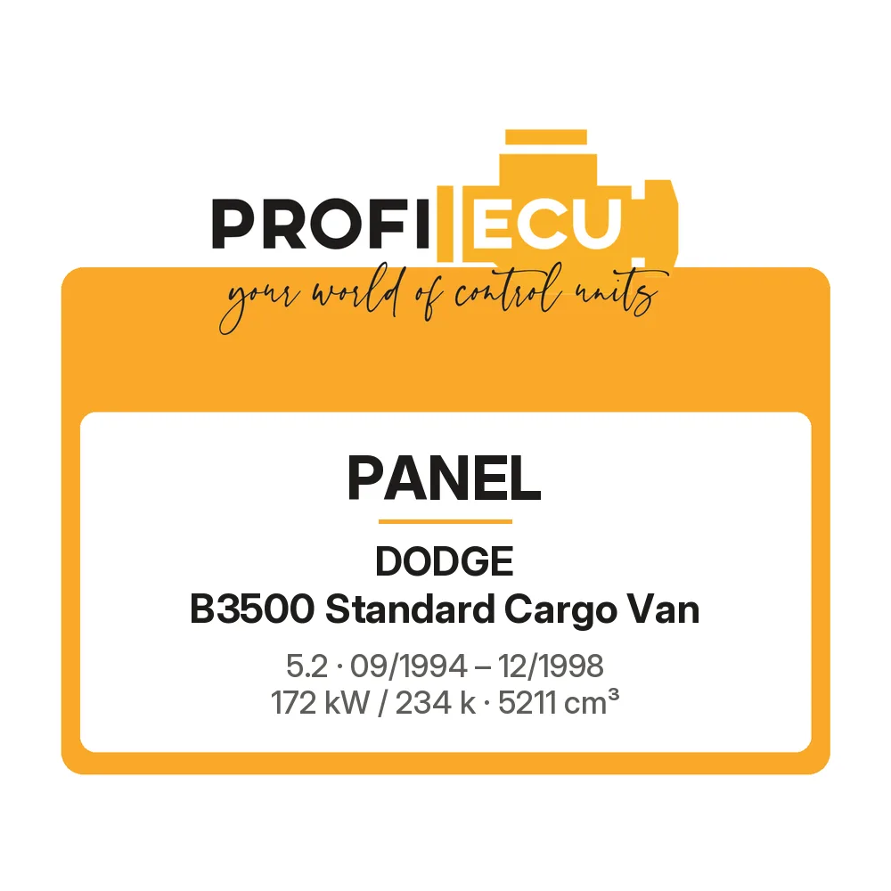 Etiketa ProfiECU: Panel pro Dodge B3500 Standard Cargo Van 5.2 172 kW