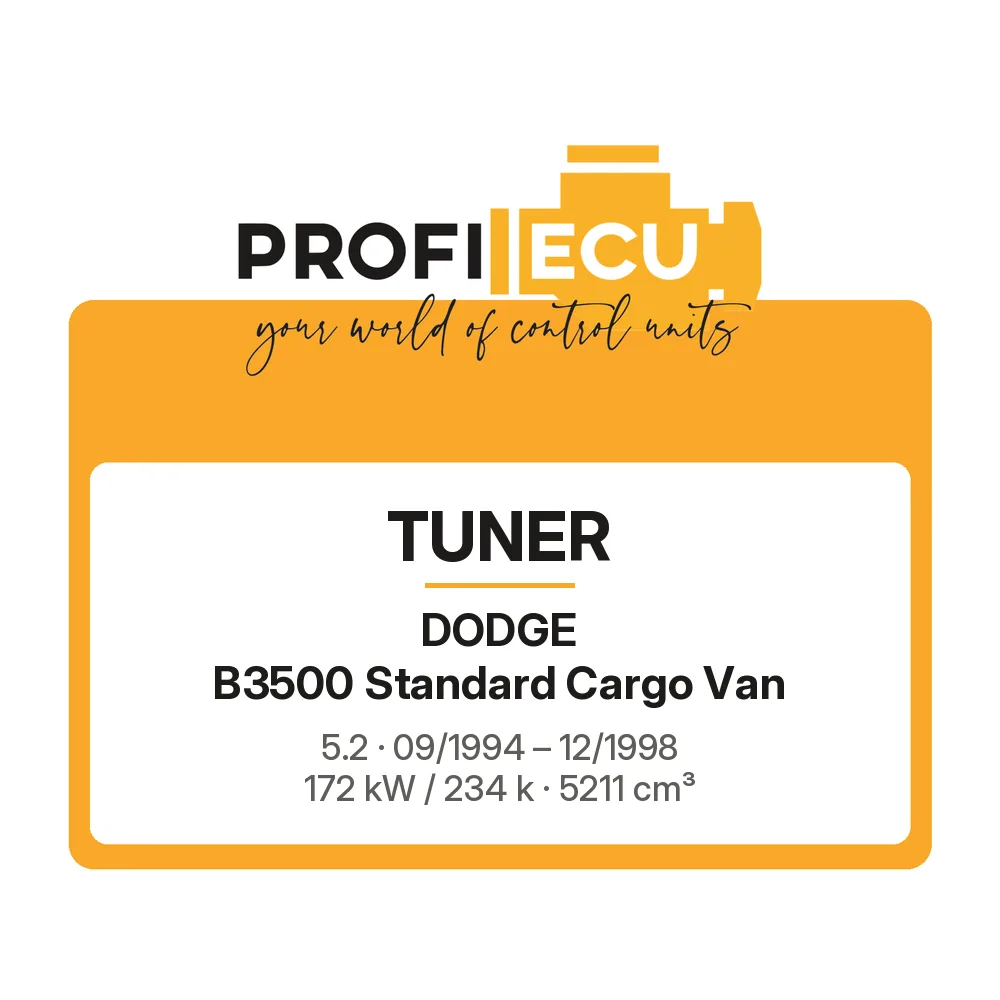 Etiketa ProfiECU: Tuner pro Dodge B3500 Standard Cargo Van 5.2 172 kW