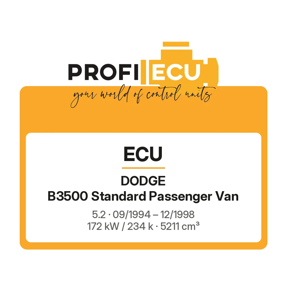 Etiketa ProfiECU: ECU pro Dodge B3500 Standard Passenger Van 5.2 172 kW