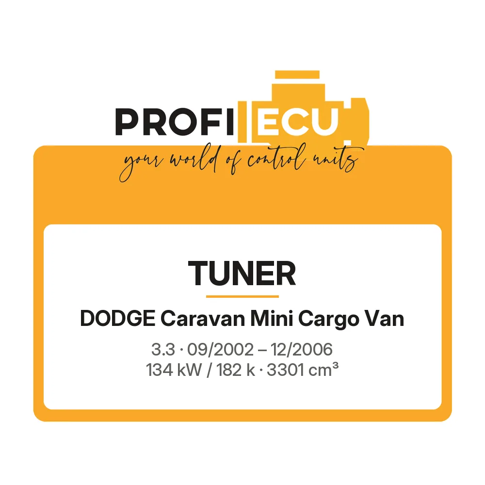 Etiketa ProfiECU: Tuner pro Dodge Caravan Mini Cargo Van 3.3 134 kW