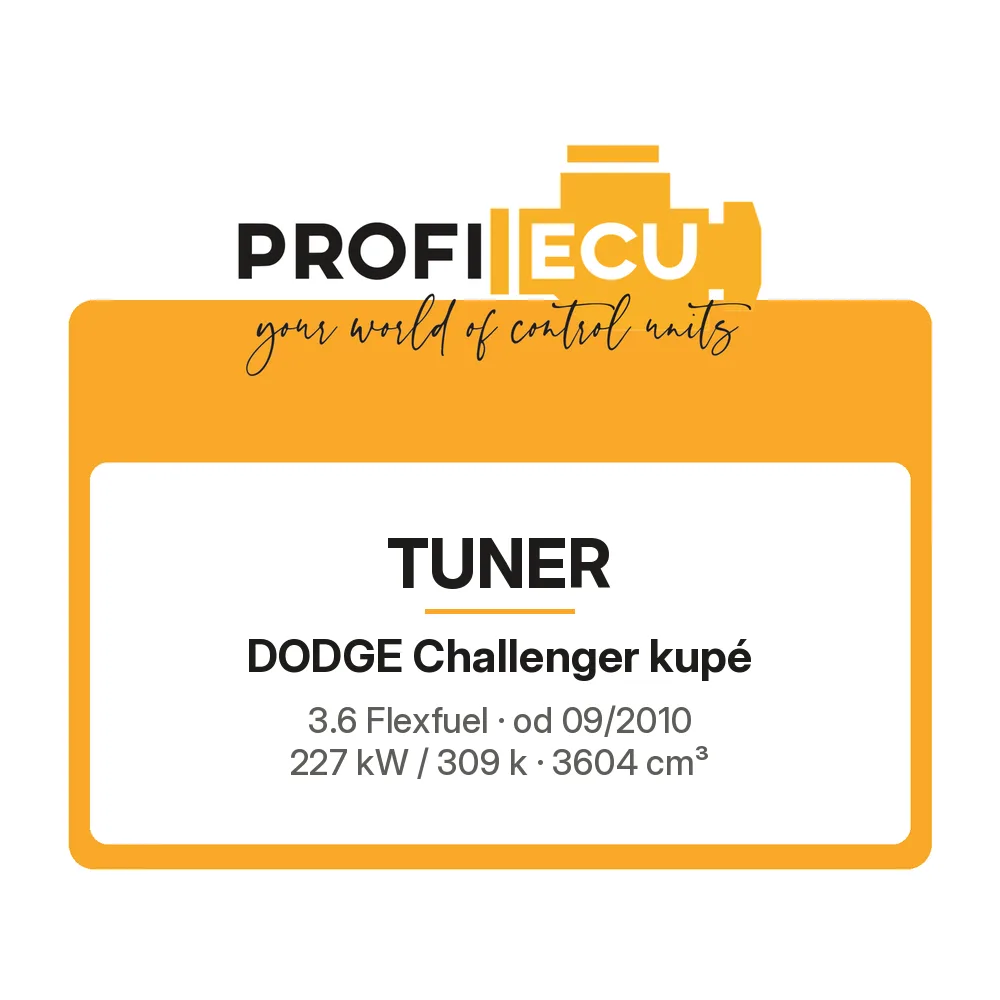 Etiketa ProfiECU: Tuner pro Dodge Challenger kupé 3.6 Flexfuel 227 kW