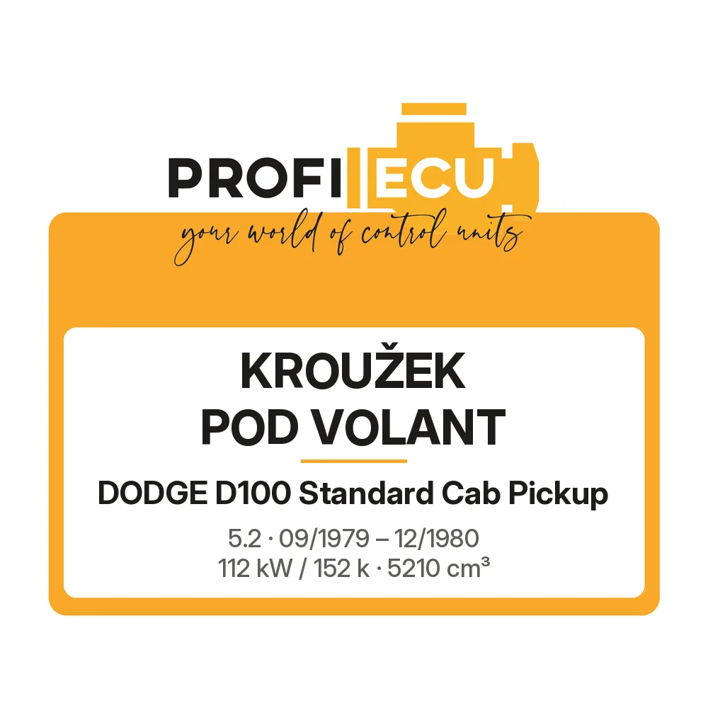 Etiketa ProfiECU: Kroužek pod volant pro Dodge D100 Standard Cab Pickup 5.2 112 kW