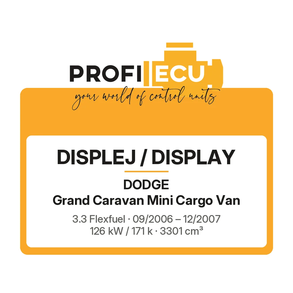 Etiketa ProfiECU: Displej / Display pro Dodge Grand Caravan Mini Cargo Van 3.3 Flexfuel 126 kW