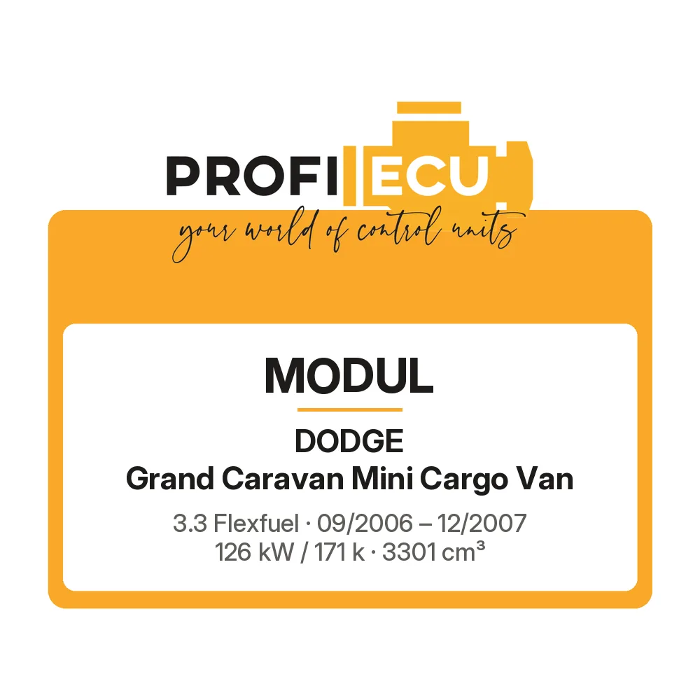 Etiketa ProfiECU: Modul pro Dodge Grand Caravan Mini Cargo Van 3.3 Flexfuel 126 kW