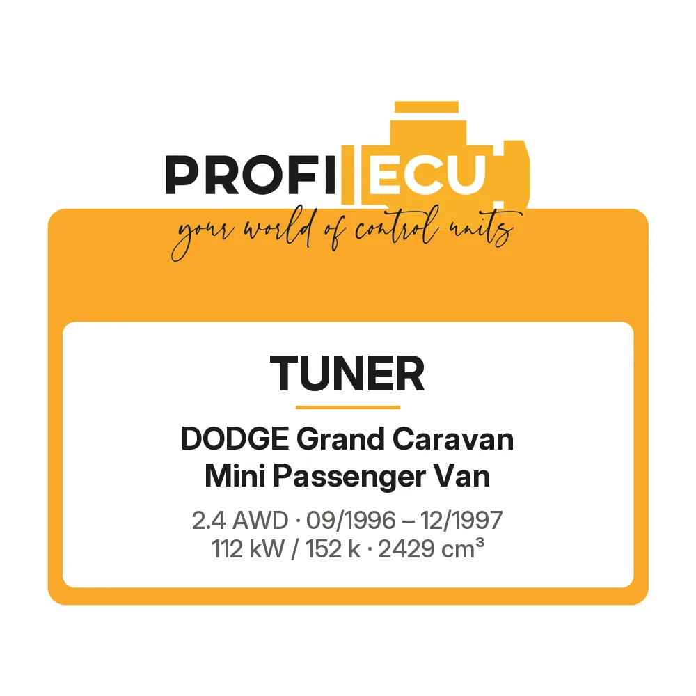 Etiketa ProfiECU: Tuner pro Dodge Grand Caravan Mini Passenger Van 2.4 AWD 112 kW