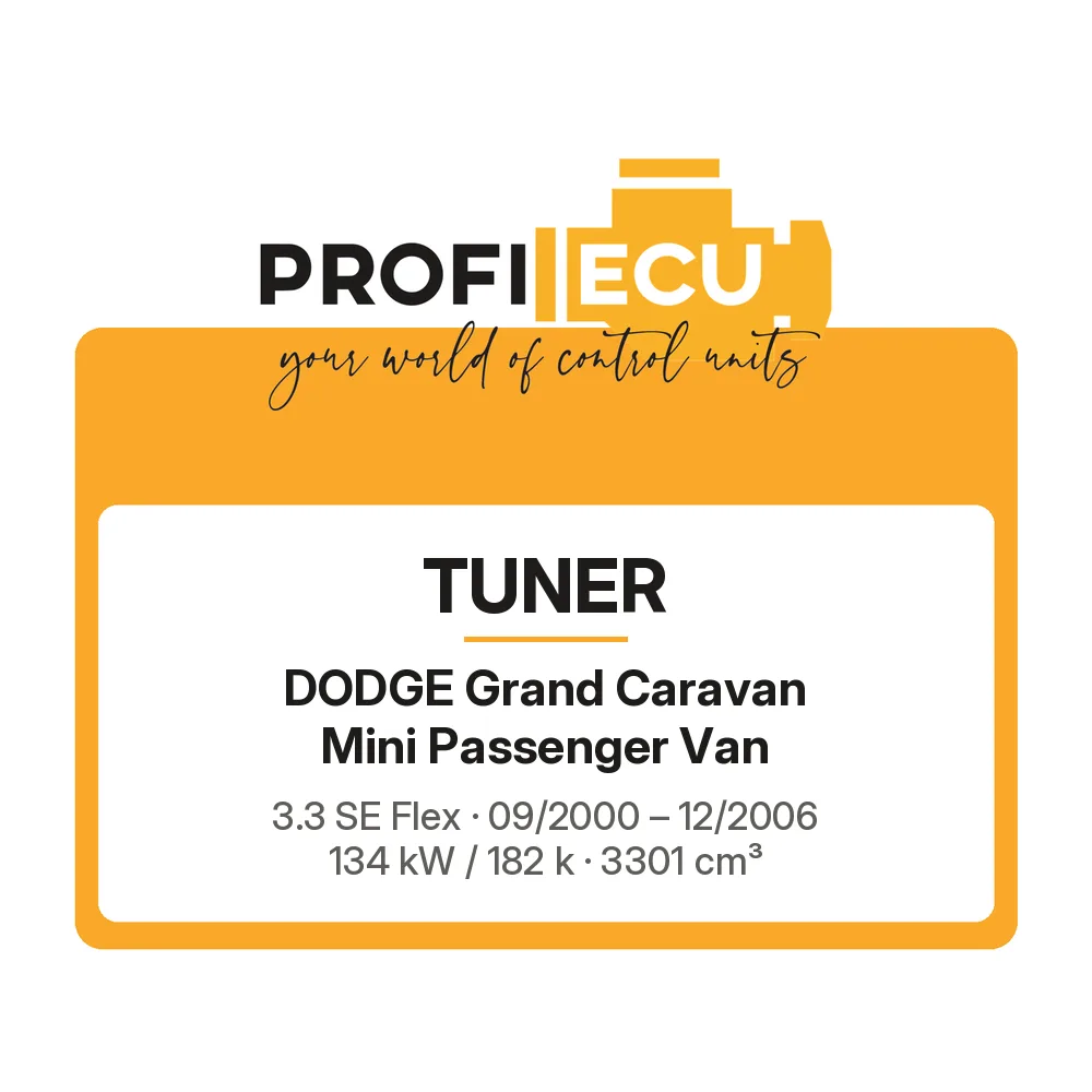 Etiketa ProfiECU: Tuner pro Dodge Grand Caravan Mini Passenger Van 3.3 SE Flex 134 kW