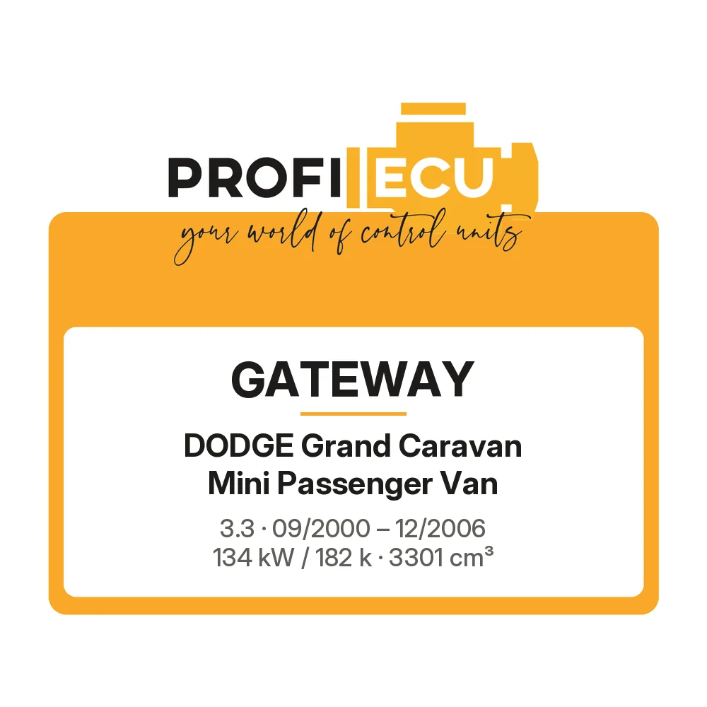 Etiketa ProfiECU: GATEWAY pro Dodge Grand Caravan Mini Passenger Van 3.3 134 kW