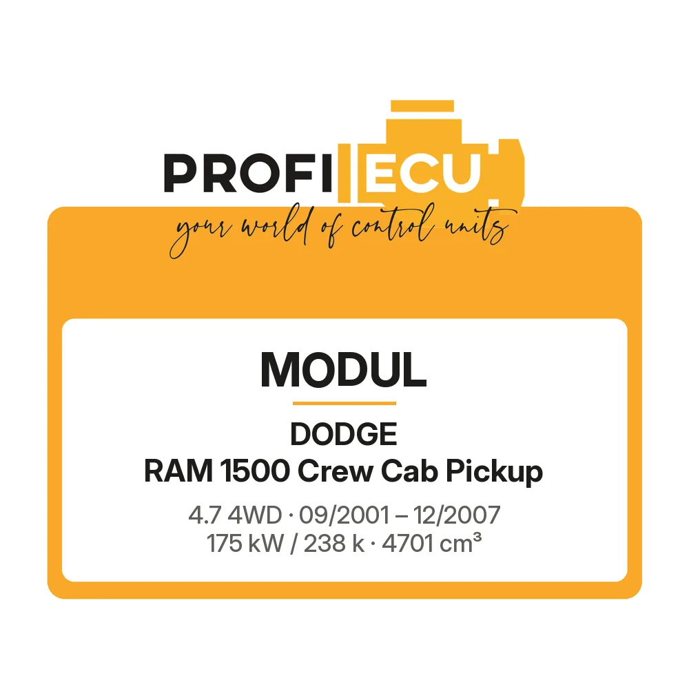Etiketa ProfiECU: Modul pro Dodge RAM 1500 Crew Cab Pickup 4.7 4WD 175 kW