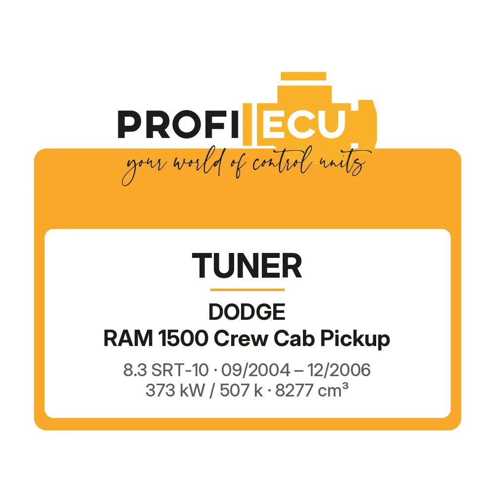 Etiketa ProfiECU: Tuner pro Dodge RAM 1500 Crew Cab Pickup 8.3 SRT-10 373 kW