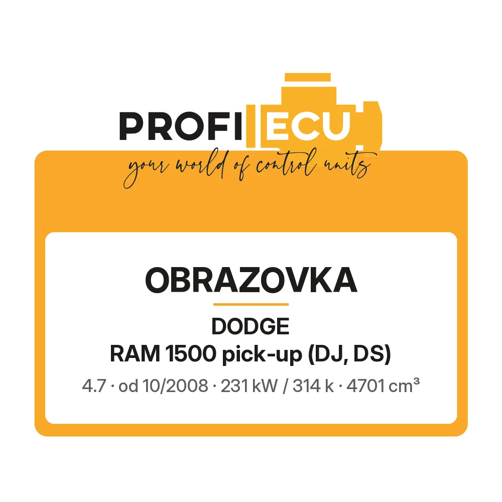 Etiketa ProfiECU: Obrazovka pro Dodge RAM 1500 pick-up 4.7 231 kW