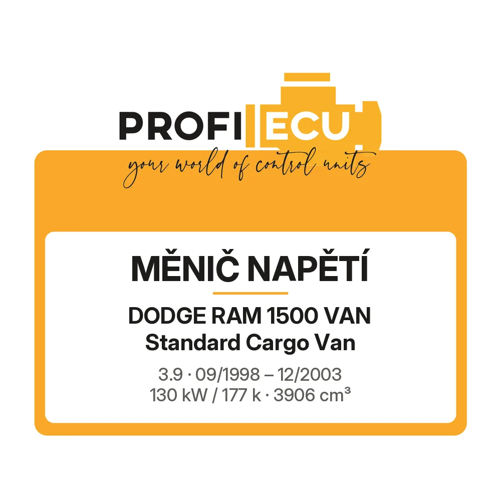 Etiketa ProfiECU: Měnič napětí pro Dodge RAM 1500 VAN Standard Cargo Van 3.9 130 kW