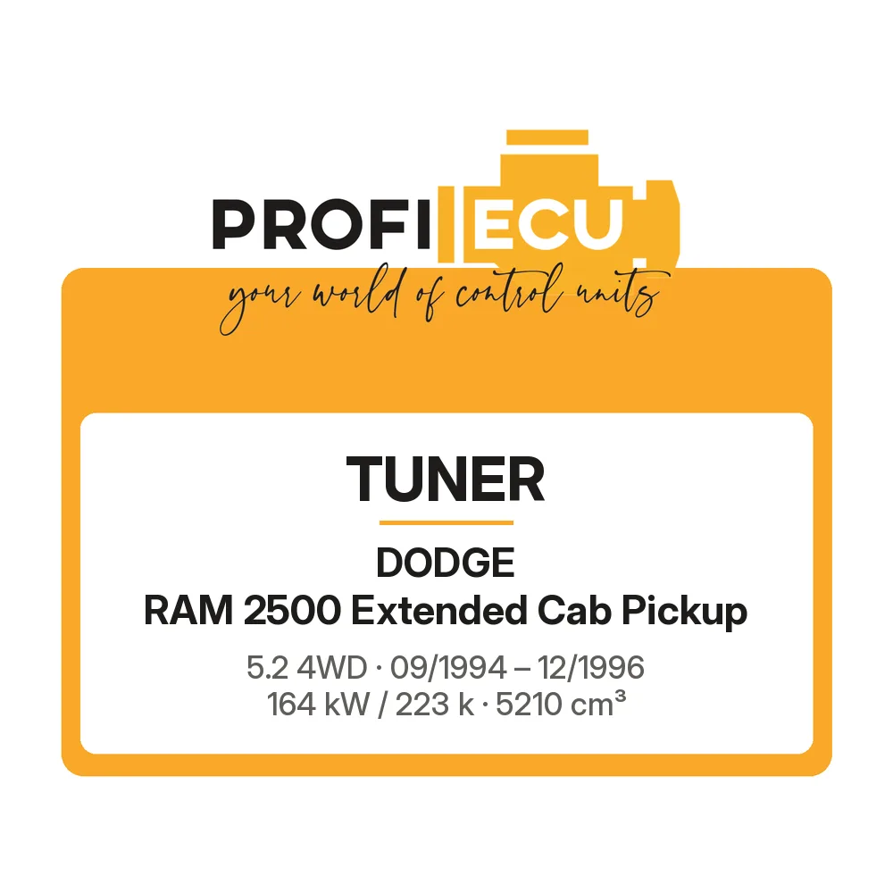 Etiketa ProfiECU: Tuner pro Dodge RAM 2500 Extended Cab Pickup 5.2 4WD 164 kW