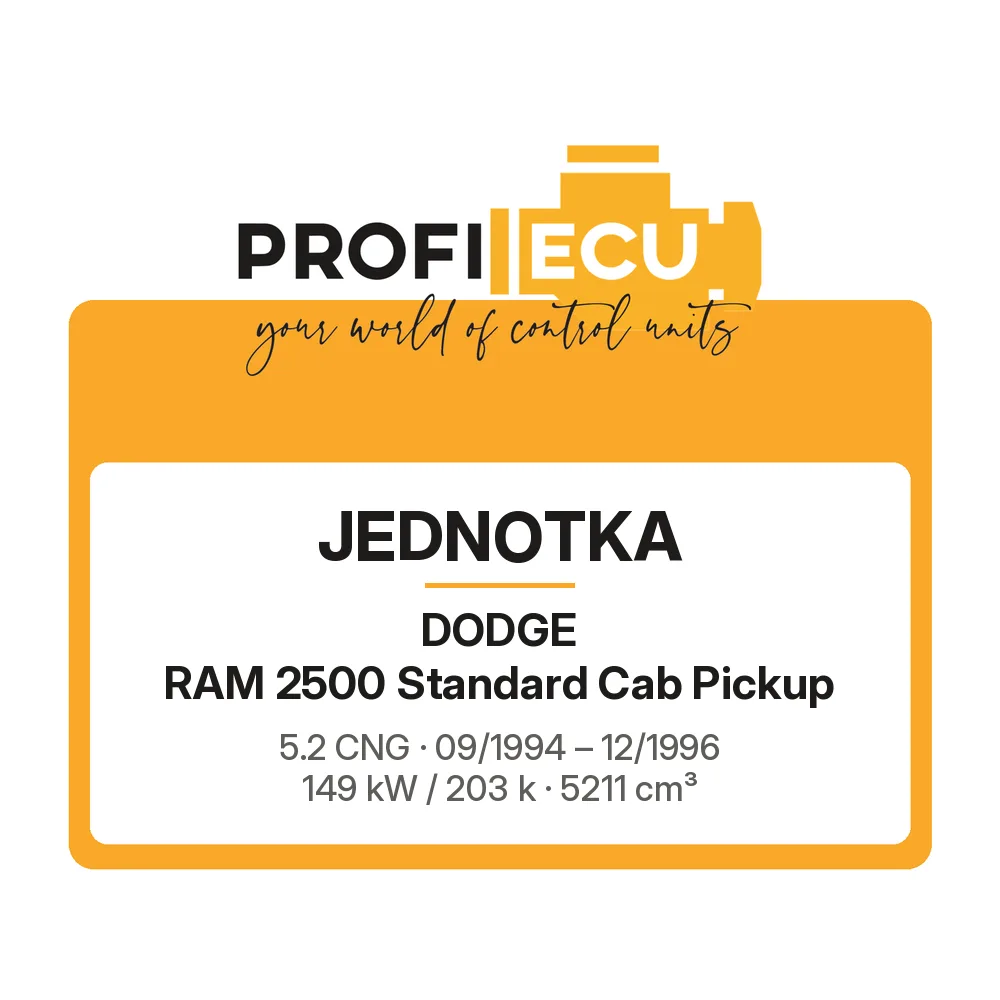 Etiketa ProfiECU: Jednotka pro Dodge RAM 2500 Standard Cab Pickup 5.2 CNG 149 kW