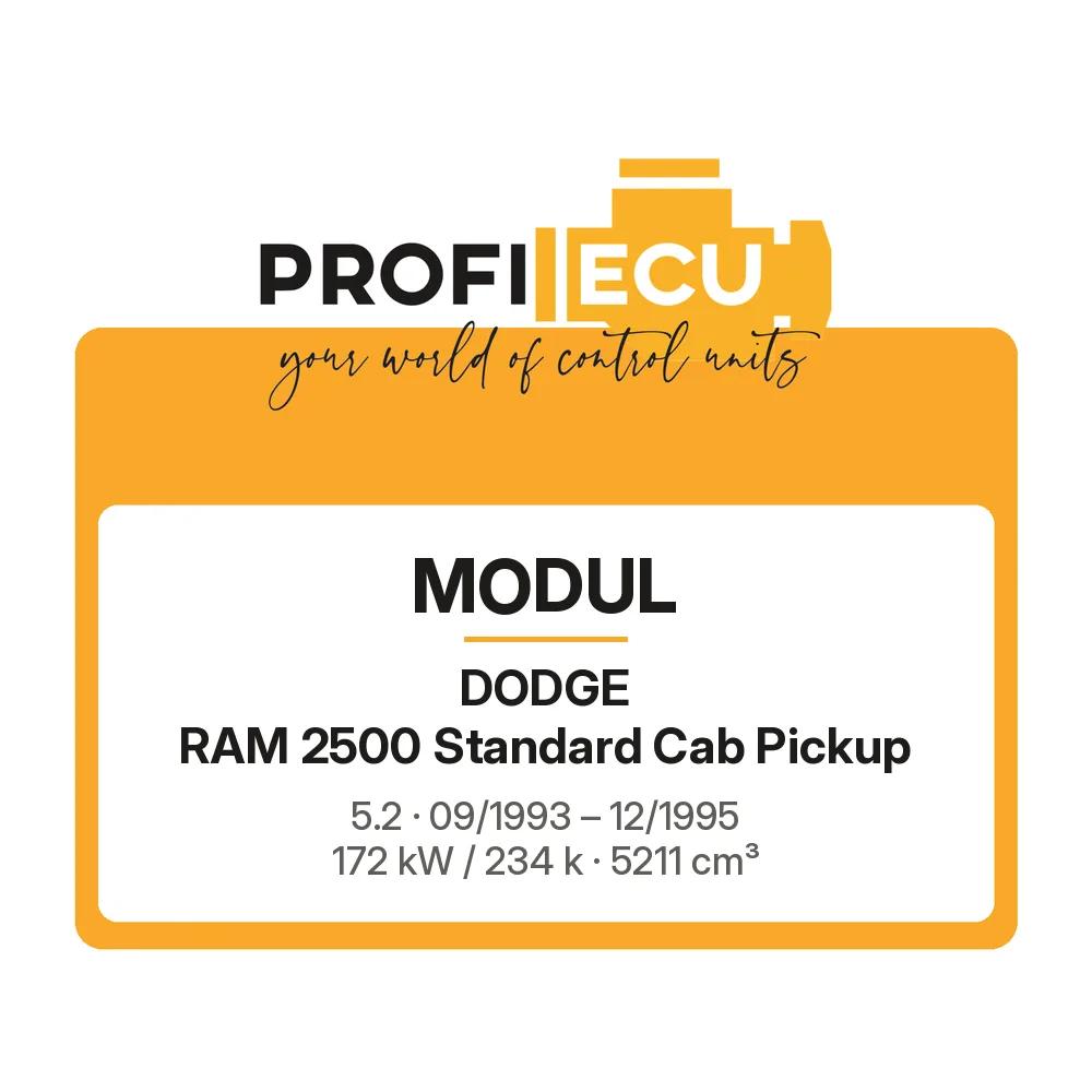 Etiketa ProfiECU: Modul pro Dodge RAM 2500 Standard Cab Pickup 5.2 172 kW