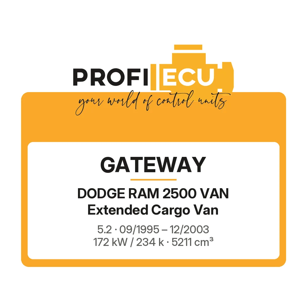 Etiketa ProfiECU: GATEWAY pro Dodge RAM 2500 VAN Extended Cargo Van 5.2 172 kW