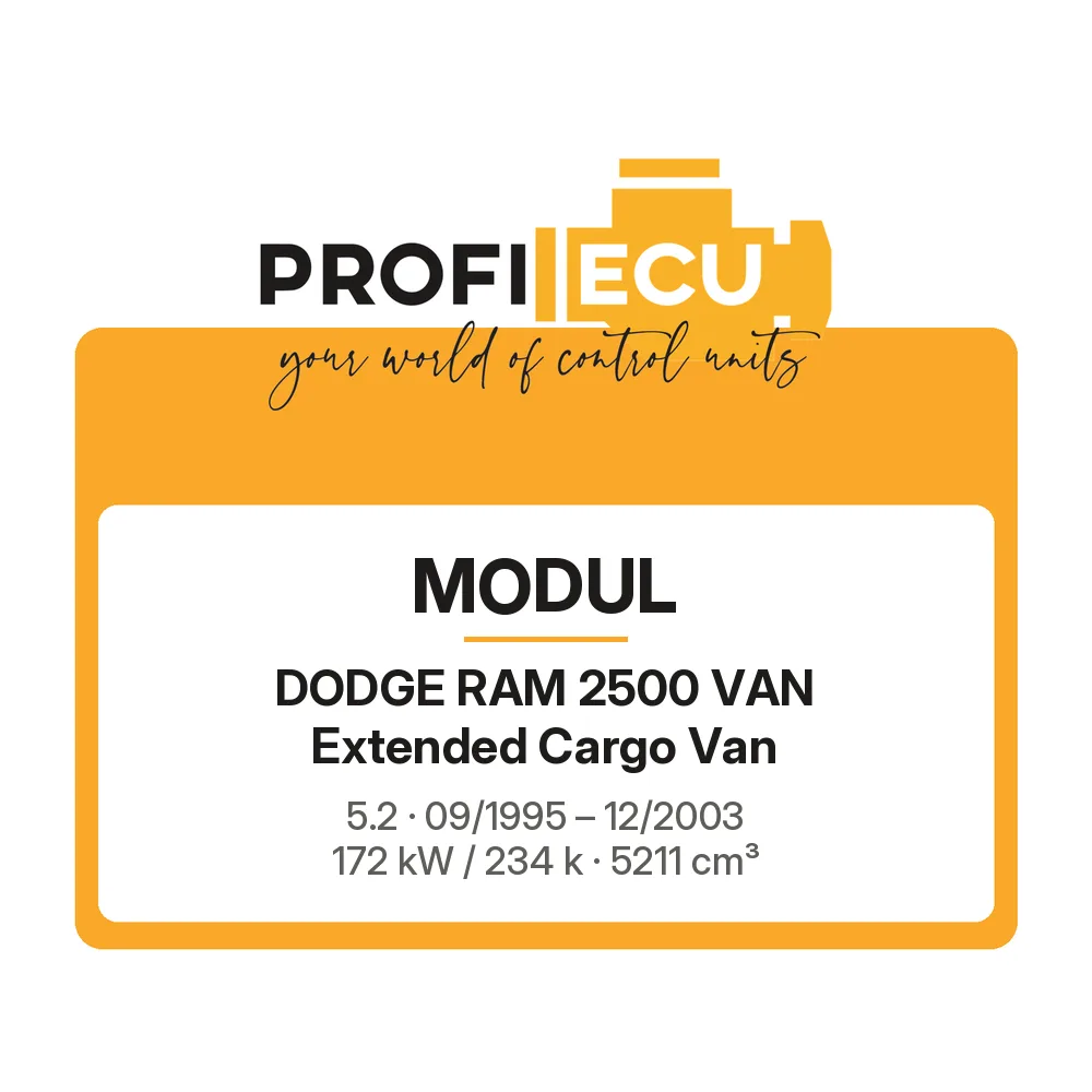 Etiketa ProfiECU: Modul pro Dodge RAM 2500 VAN Extended Cargo Van 5.2 172 kW
