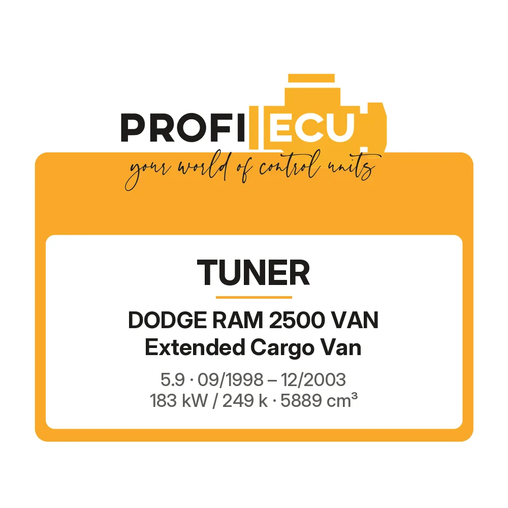 Etiketa ProfiECU: Tuner pro Dodge RAM 2500 VAN Extended Cargo Van 5.9 183 kW