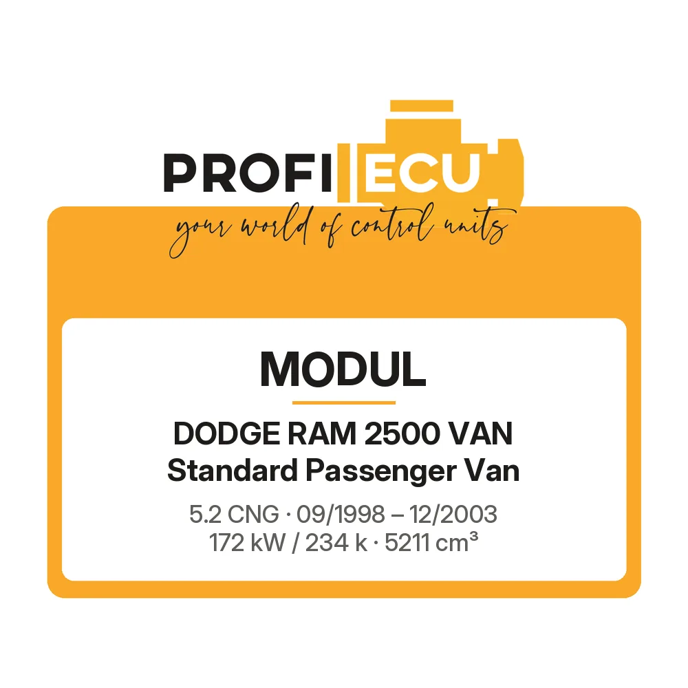 Etiketa ProfiECU: Modul pro Dodge RAM 2500 VAN Standard Passenger Van 5.2 CNG 172 kW