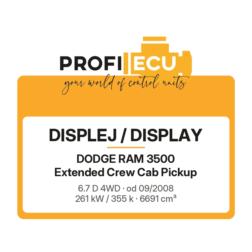 Etiketa ProfiECU: Displej / Display pro Dodge RAM 3500 Extended Crew Cab Pickup 6.7 D 4WD 261 kW