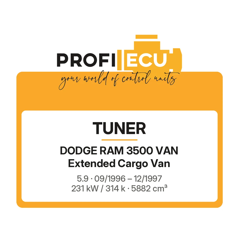 Etiketa ProfiECU: Tuner pro Dodge RAM 3500 VAN Extended Cargo Van 5.9 231 kW