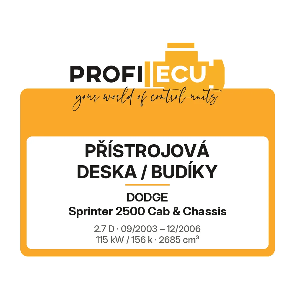 Etiketa ProfiECU: Přístrojová deska / Budíky pro Dodge Sprinter 2500 Cab & Chassis 2.7 D 115 kW