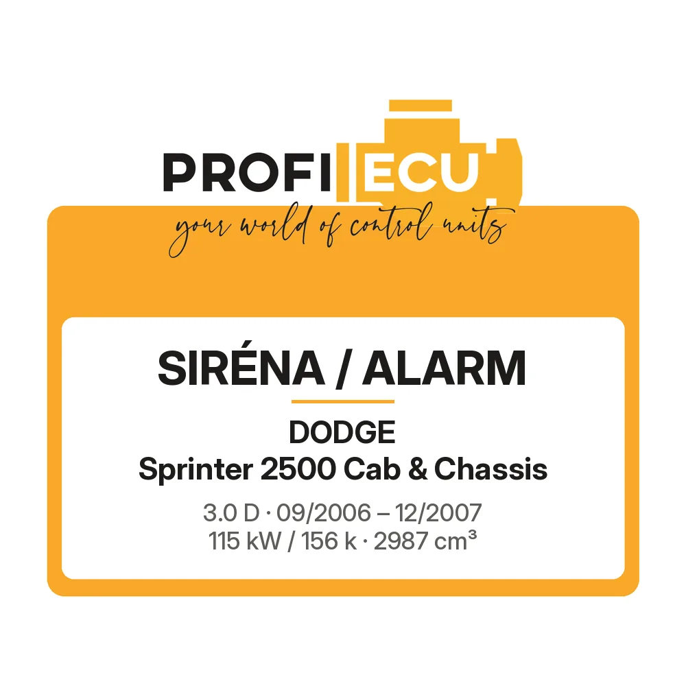 Etiketa ProfiECU: Siréna / Alarm pro Dodge Sprinter 2500 Cab & Chassis 3.0 D 115 kW