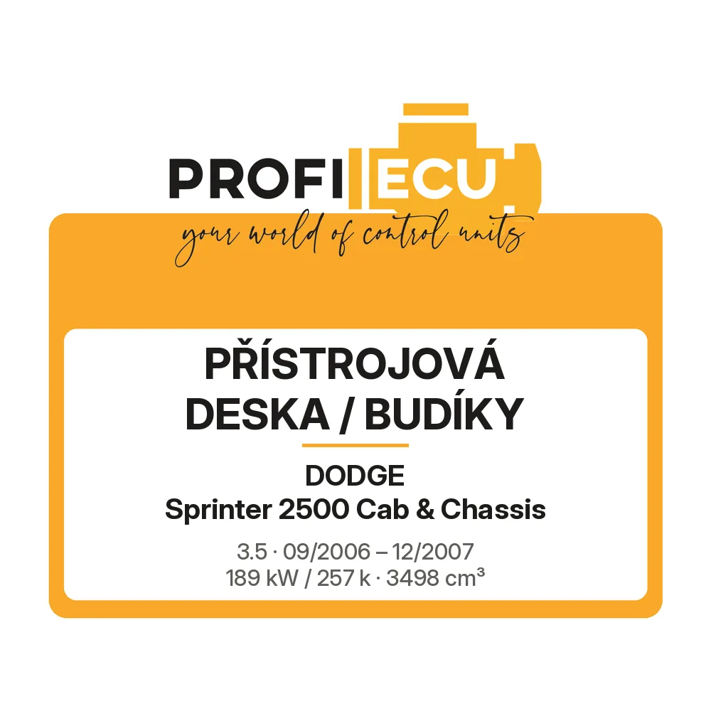 Etiketa ProfiECU: Přístrojová deska / Budíky pro Dodge Sprinter 2500 Cab & Chassis 3.5 189 kW