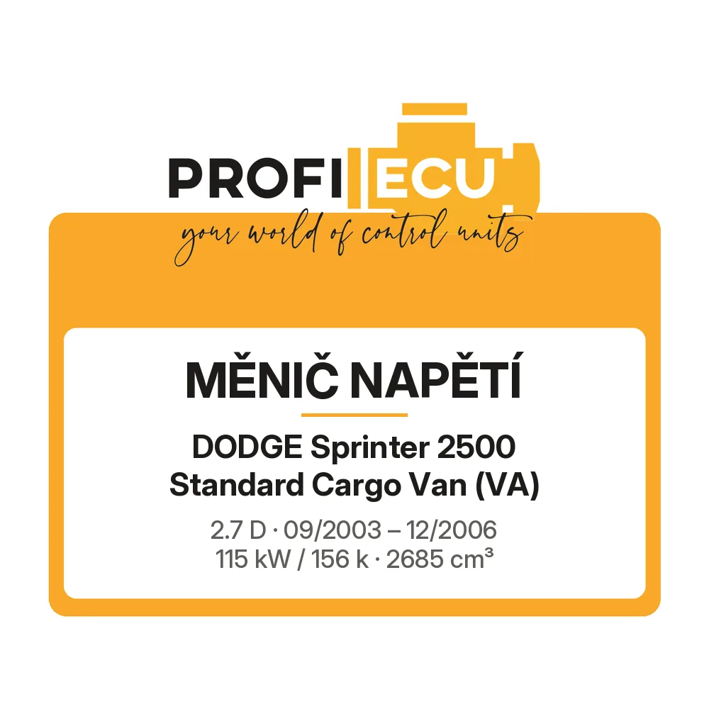 Etiketa ProfiECU: Měnič napětí pro Dodge Sprinter 2500 Standard Cargo Van 2.7 D 115 kW