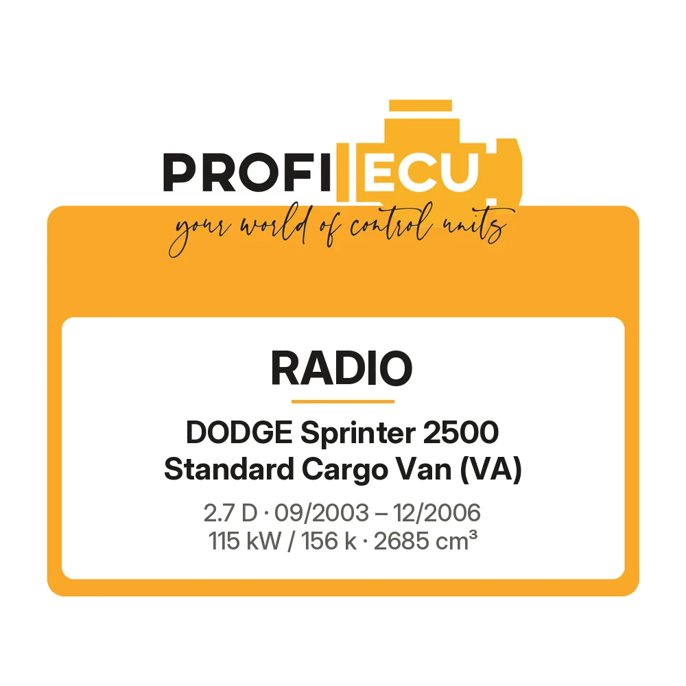 Etiketa ProfiECU: Radio pro Dodge Sprinter 2500 Standard Cargo Van 2.7 D 115 kW