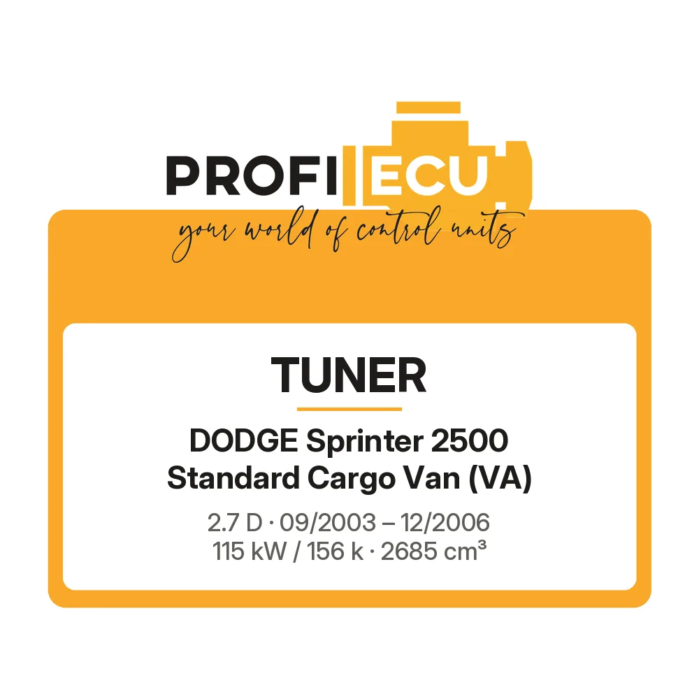 Etiketa ProfiECU: Tuner pro Dodge Sprinter 2500 Standard Cargo Van 2.7 D 115 kW