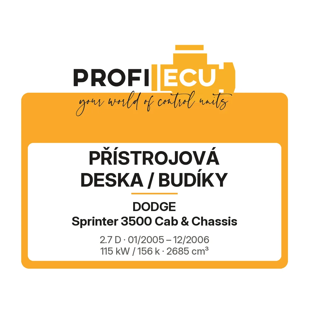 Etiketa ProfiECU: Přístrojová deska / Budíky pro Dodge Sprinter 3500 Cab & Chassis 2.7 D 115 kW