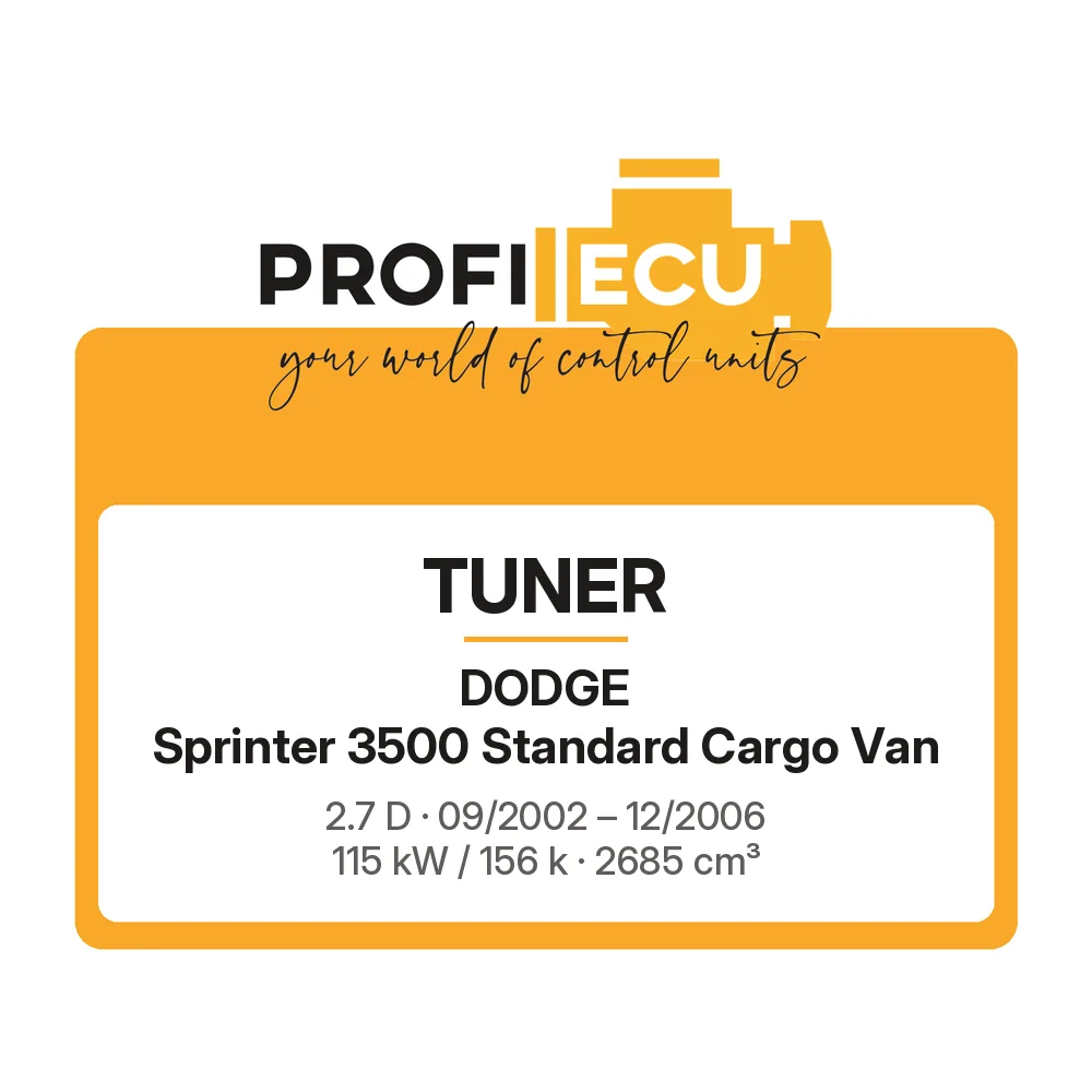 Etiketa ProfiECU: Tuner pro Dodge Sprinter 3500 Standard Cargo Van 2.7 D 115 kW