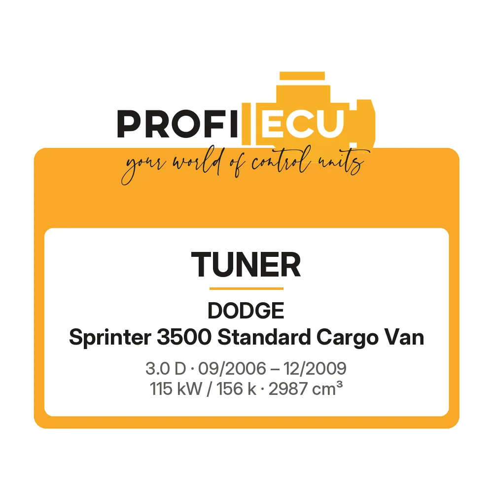 Etiketa ProfiECU: Tuner pro Dodge Sprinter 3500 Standard Cargo Van 3.0 D 115 kW