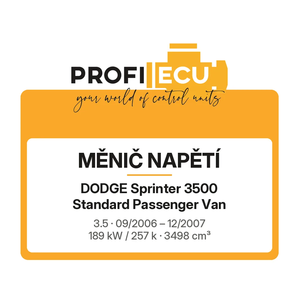 Etiketa ProfiECU: Měnič napětí pro Dodge Sprinter 3500 Standard Passenger Van 3.5 189 kW
