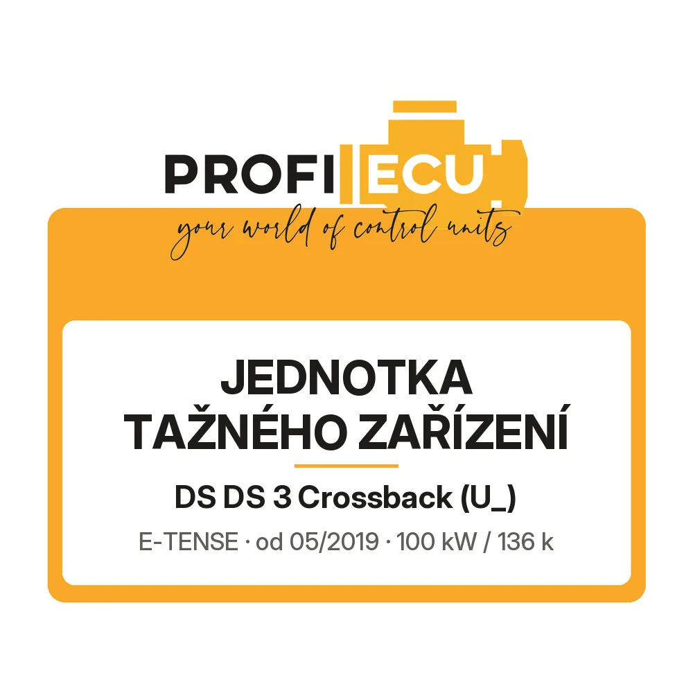 Etiketa ProfiECU: jednotka tažného zařízení pro DS DS 3 Crossback E-TENSE