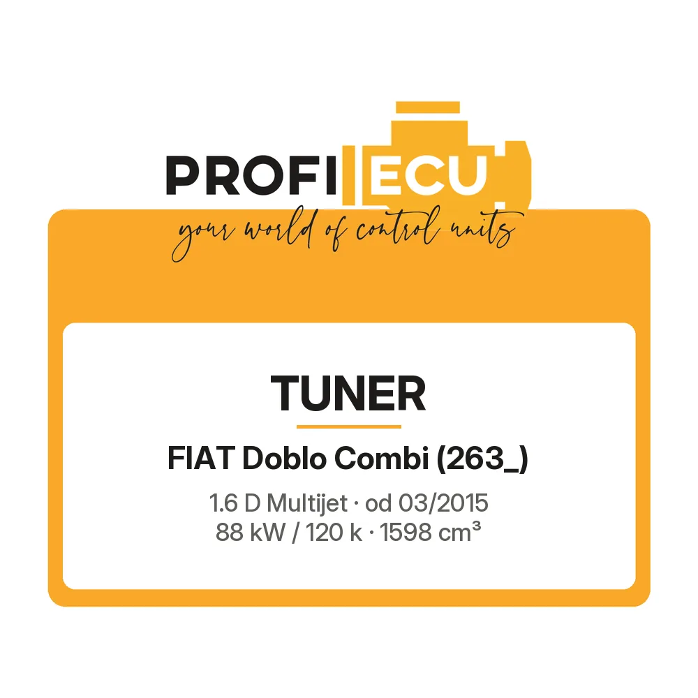 Etiketa ProfiECU: Tuner pro Fiat Doblo Combi 1.6 D Multijet 88 kW
