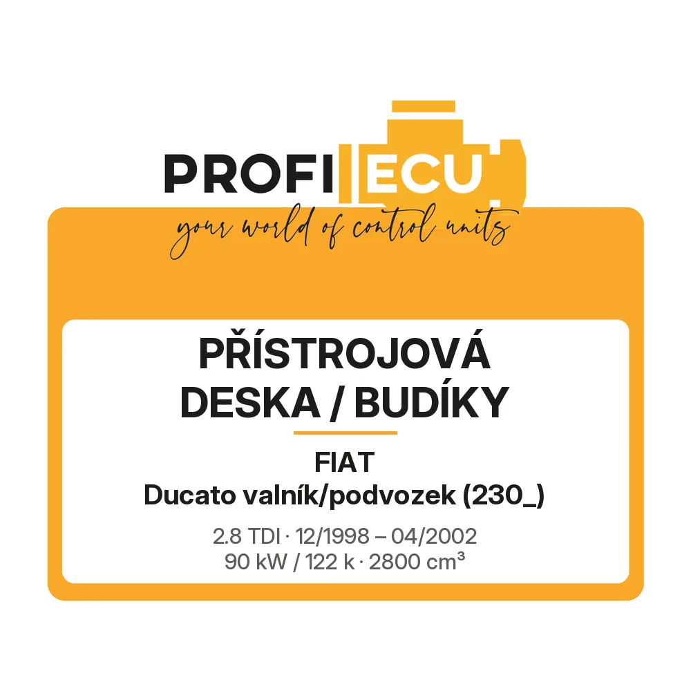 Etiketa ProfiECU: Přístrojová deska / Budíky pro Fiat Ducato valník/podvozek 2.8 TDI 90 kW