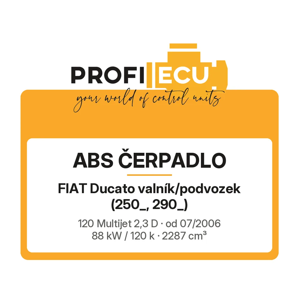 Etiketa ProfiECU: ABS čerpadlo pro Fiat Ducato valník/podvozek 120 Multijet 2,3 D 88 kW